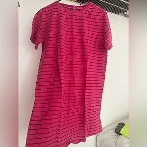 Pink Striped T-Shirt Dress